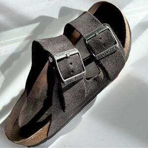 Birkenstock Suede and silver Arizona Sandals